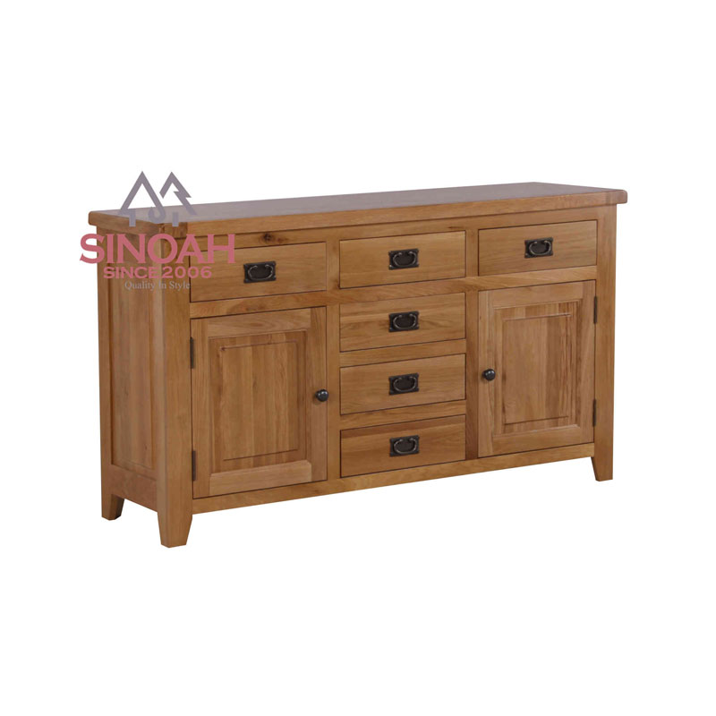 Rustic Oak 2 ປະຕູ 6 Drawer Sideboard